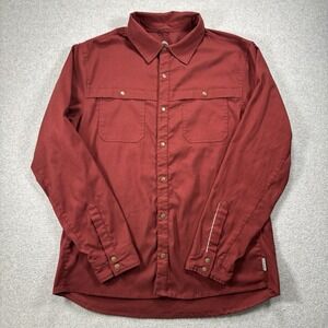 Club Ride Shirt Mens XL Red Flannel Snap Up Cycling Long Sleeve Stretch